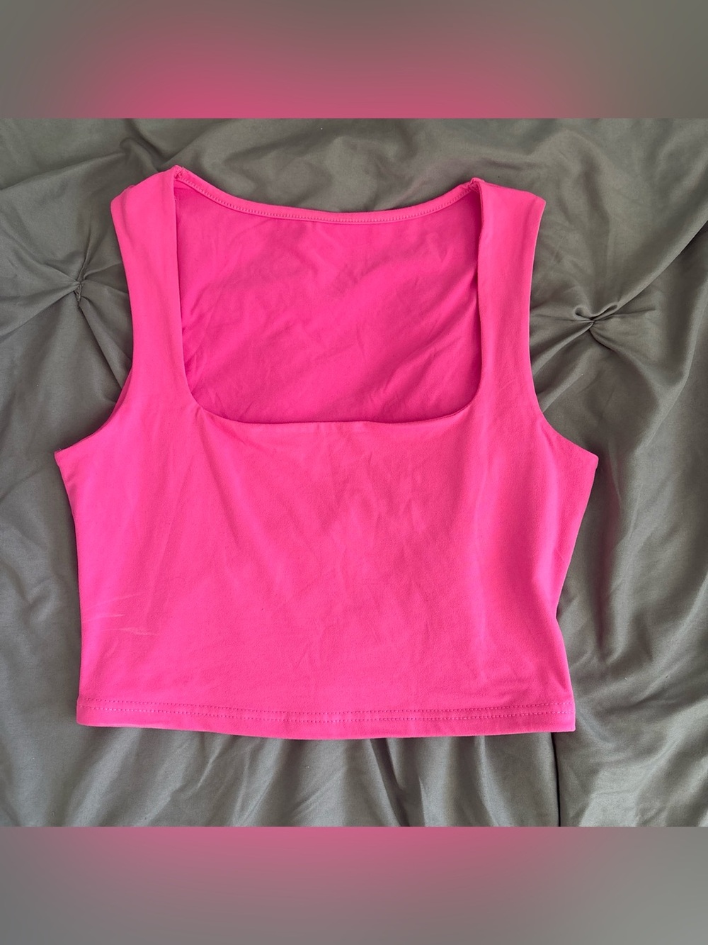 SHEIN Hot Pink Square-Neck Crop Top